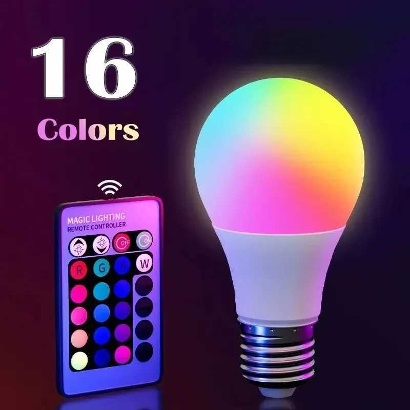 16 Colors RGB Bulb LED Multicolor Bulb E27 220V Dimmable Household Lighting 24 Key Remote Control Smart Lamp Atmosphere Light C250917