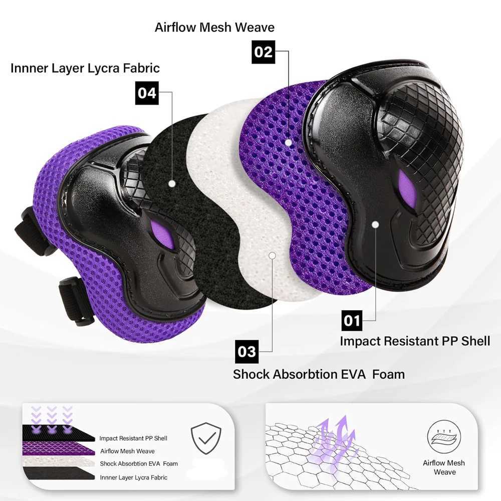 6pcs Set of Riding Protective Gear for Skating Skateboarding Balance Car Antifall Equipment Knee Pads Hand Guards J250917