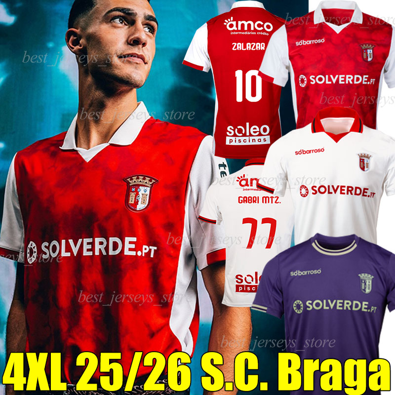 4XL 25/26 SC Braga soccer jerseys ZALAZAR PAU VICTOR PAU GABRI MTZ. EL OUAZZANI F.NAVARRO R.HORTA GORBY J.B. VITOR C. DIEGO VICTOR G. J.MARQUES men kids kits sets football shirt
