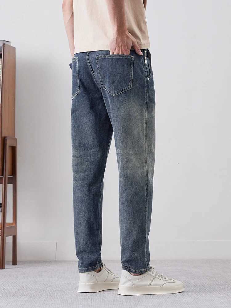 Fashion Vintage Mens Jeans Spring Autumn New Slim Tapered Trousers Personalized Comfortable Male Streetwear Denim PantsZ250917