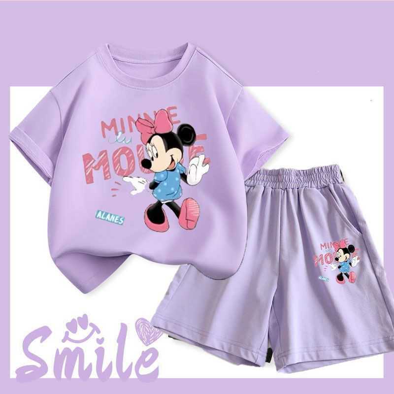Disney Summer Baby Girls Clothes Set Children Girl Disney Minnie T-shirts And Shorts 2 Pieces Suit Kid Short Sleeve Top Bottom Outfits X250524