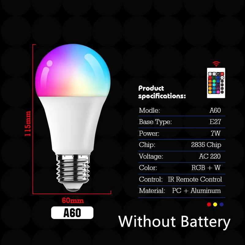 110pcs AC 220V 7W E27 LED Bulb RGB 16 Colours 24 Keys Remote Control Bedroom Ambient Light Living Room Arrangement Light C250917