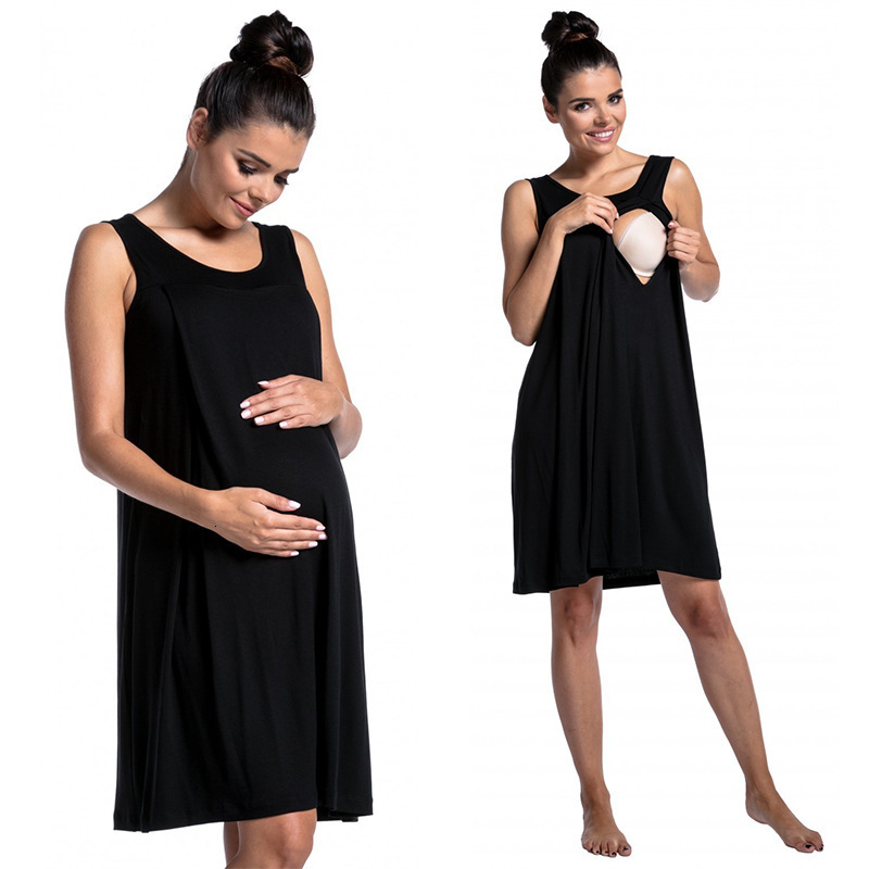 Maternity Wear Hospital Maternity Pajamas Solid Color Breastfeeding Dress Comfortable 250904