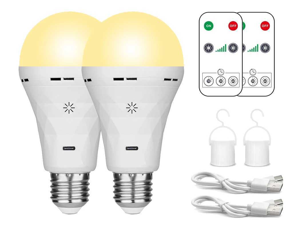 USB led bulbE27 Rechargeable Light Bulbs Emergency Lightbulbs Warm with Timer Dimmable for Wall Wireless Sconce2pake C250917