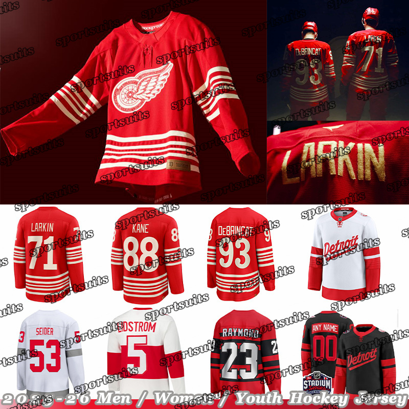 #71 Dylans Larkins detroites hockey jersey red wingsS jersey #88 Patrick Kane Alex DeBrincat Moritz Seider Simon Edvinsson Yzerman John Gibson Lucas Raymond jersey