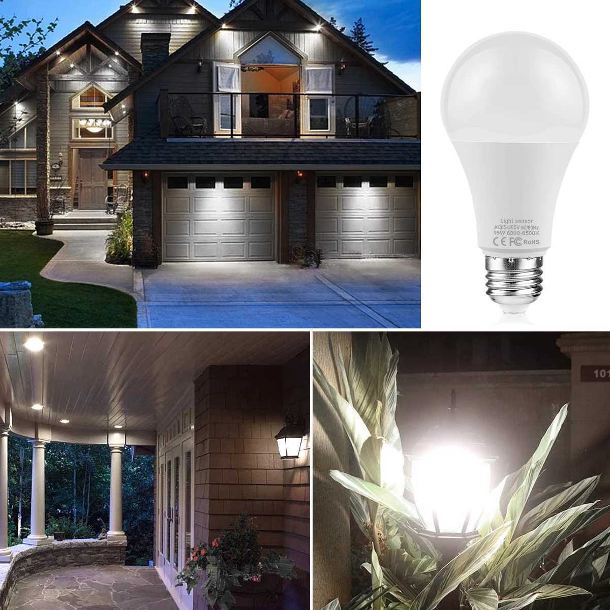 15W E27 LED Light Control Sensor Bulb 110V 220V Auto Dusk ON Dawn OFF LED Lamp Day Night Light For Garden Porch Outdoor Lighting C250917