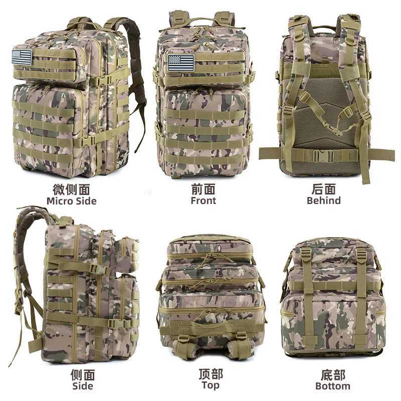 50L 1000D Nylon Waterproof Tactical Military Backpack 3 Day Assault Pack Molle Bag Outdoor Hiking Climbing Camping Army Rucksack Z250916