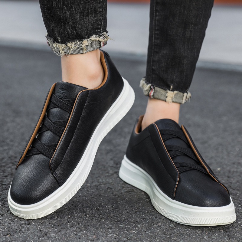 Men's Extra Large Size 46 White Sneakers Trendy Retro Low-Top Casual Leather Upper Soft Sole Breathable Comfortable Shoes