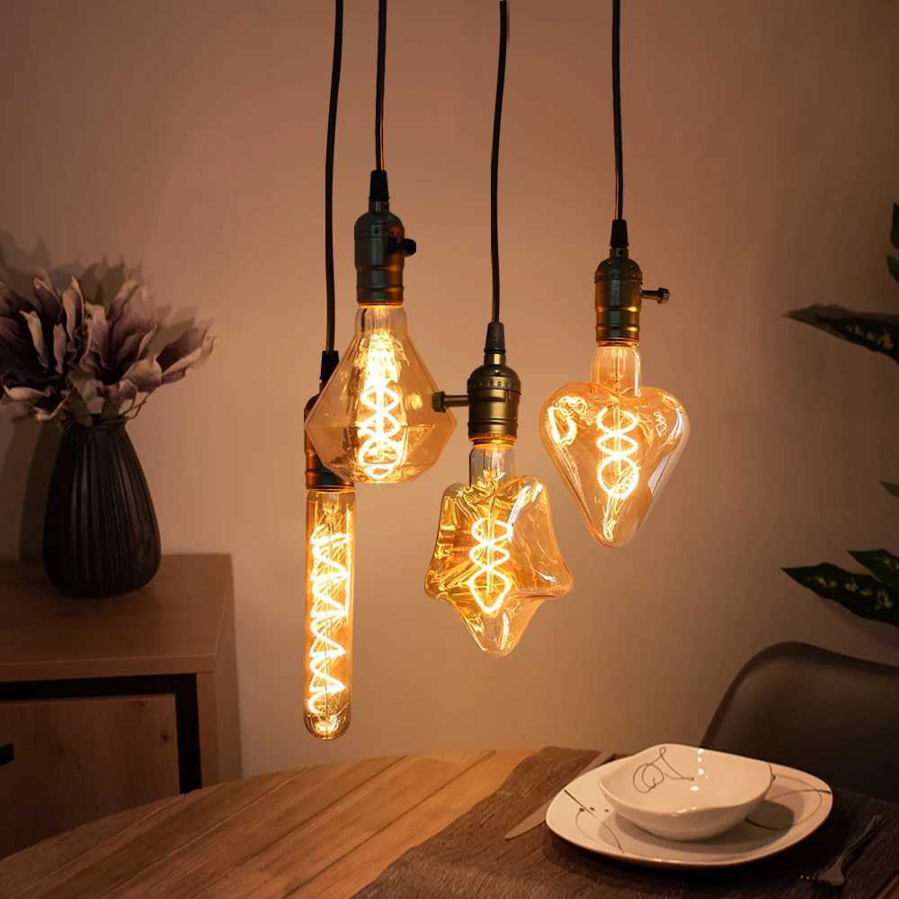 Retro Vintage E27 LED Filament Light Bulb 220V 3W ST64 A60 G80 G95 G125 T185 Edison LED Lamp For Home Glass Decor Spiral Diode C251115