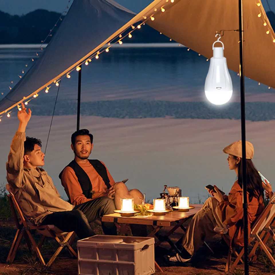 Outdoor Rechargeable LED Bulbs High Brightness Emergency Light Hook Camping Fishing Portable Lantern Night Light With Hook C250917