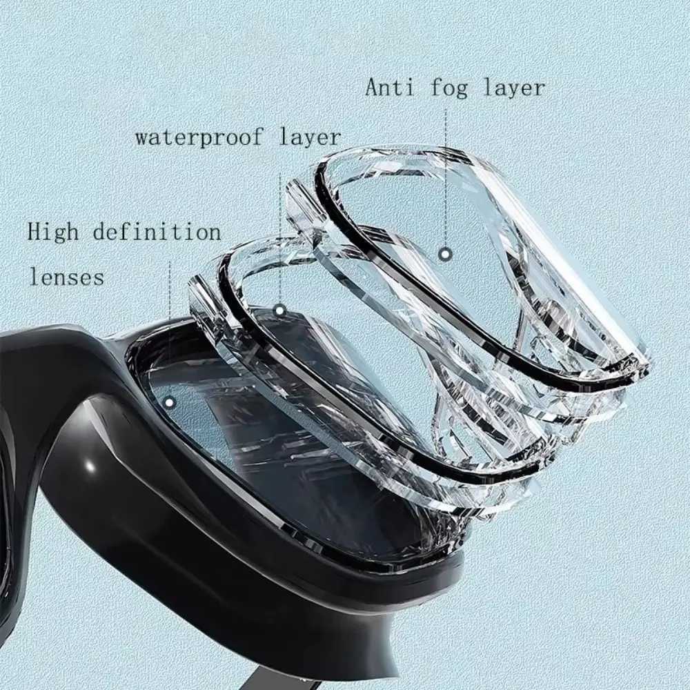 Antifog Adult Swimming Goggles Set Adjustable with Nose Clip Diving Eyewear UV Protection Waterproof Electroplated Flat Glasses J250917