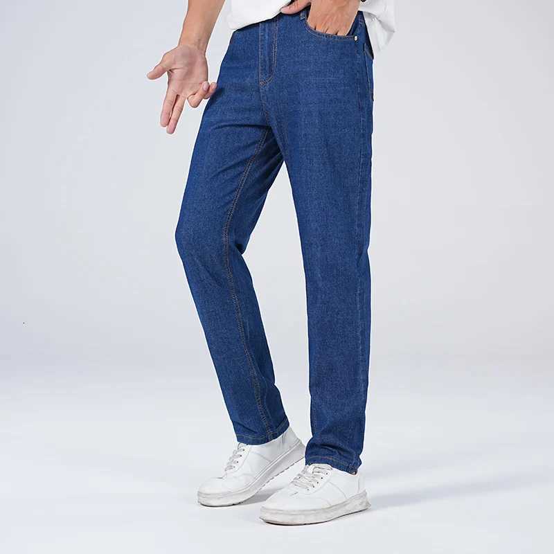 Mens Straight Leg Light Business Jeans Plus Size 40 2025 Summer Autumn Elastic Comfortable All Match Casual Denim TrousersZ250917