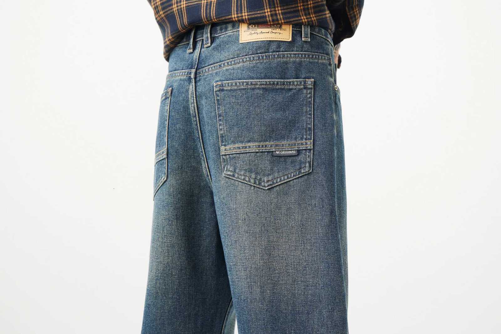 Relaxed Fit Retro Blue Denim Pants 2025 Spring Mens Baggy Soft Breathable Cotton Fabric with Stretch Casual StreetwearZ250917