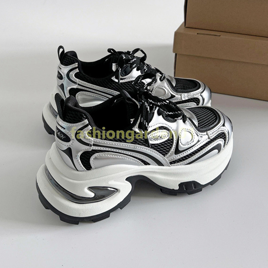 Mesh Breathable running shoes womens trainers Fashionable Vintage chunky sneakers Durable Non-slip sole Height Increasing shoes Size 35-40