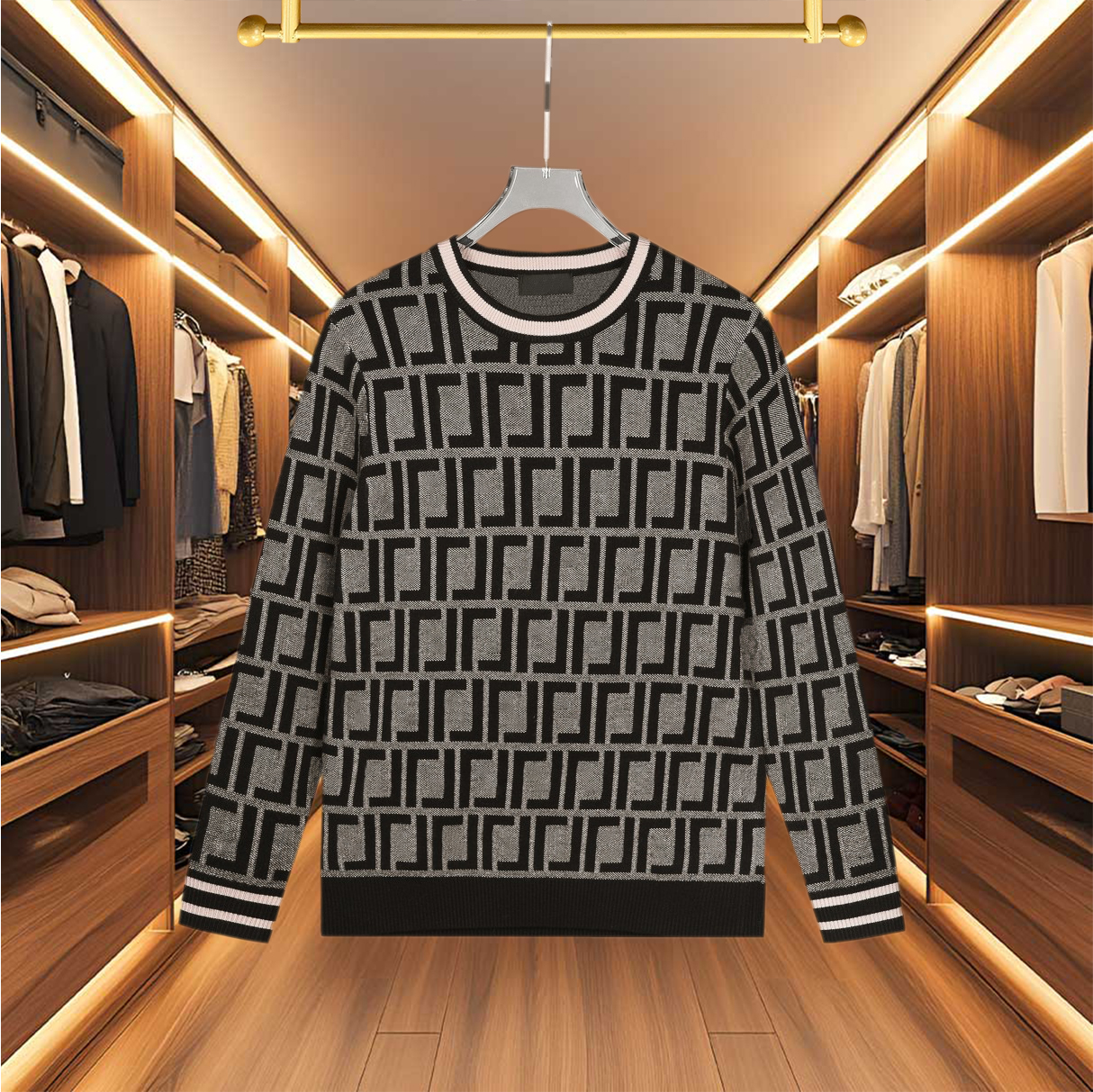 High quality designer men's sweater, autumn and winter long sleeved sweater, business trend versatile T-shirt