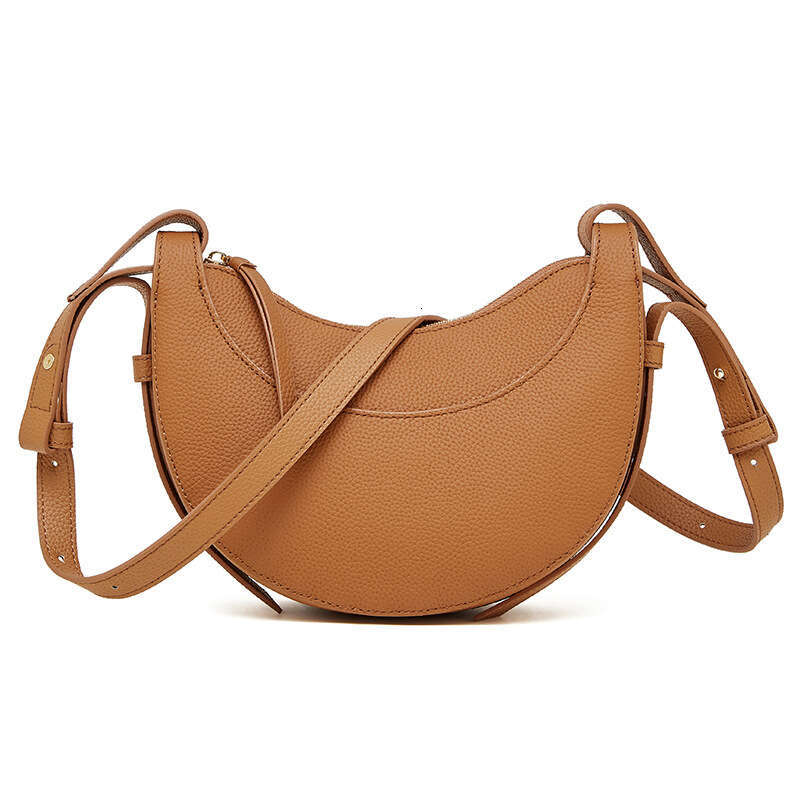 Top Layer Cowhide Niche Design High-Quality Texture Crossbody Crescent For Women New Genuine Leather Underarm Saddle Bag B3