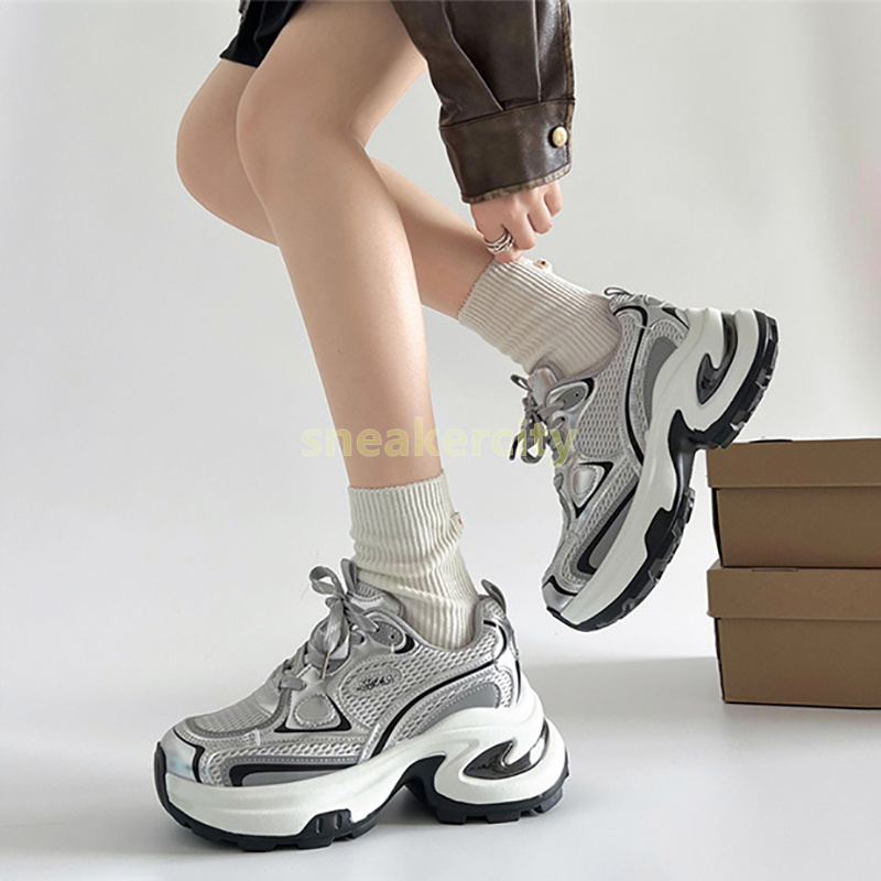 womens trainers designer street style running shoes fashion black silver red comfort breathable mesh height boost chunky sneakers size 35-40