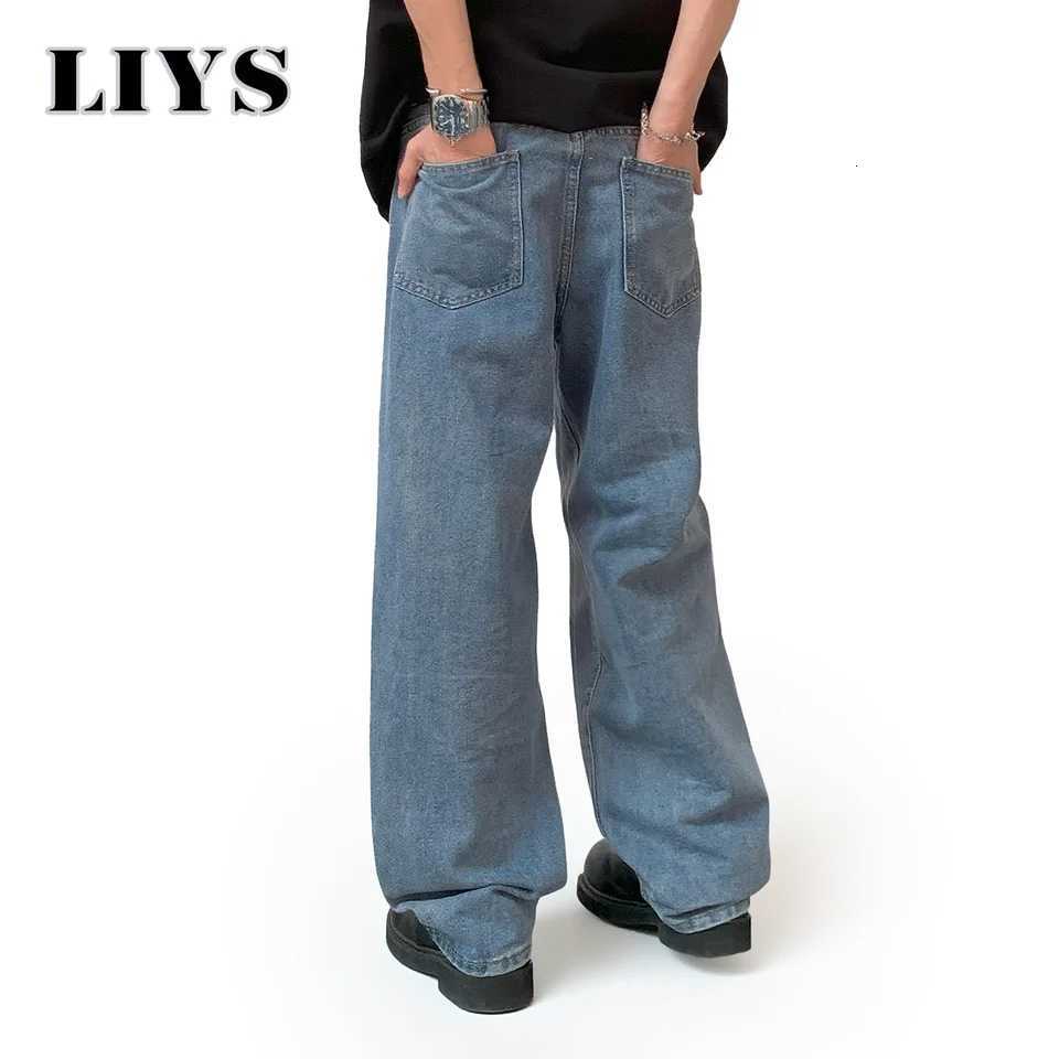 Autumn Retro Loose Straight Leg Jeans Mens Casual Denim Pants Classic Male Straight Leg Denim Pants Solid Denim Mens PantsZ250917