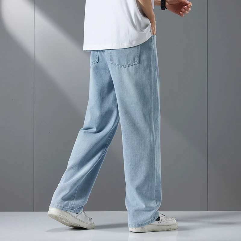 Streetwear Fashion Baggy Jeans Men Vintage Washed Straight Elastic Waist Wideleg Pants Youth Trendy Y2k Casual Denim TrousersZ250917