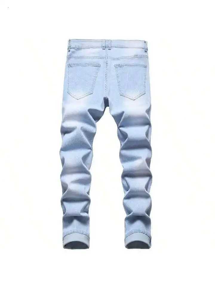 Mens casual slim fit jeans American street fashion style simple straight design black washed jeans suitable for daily wearZ250917