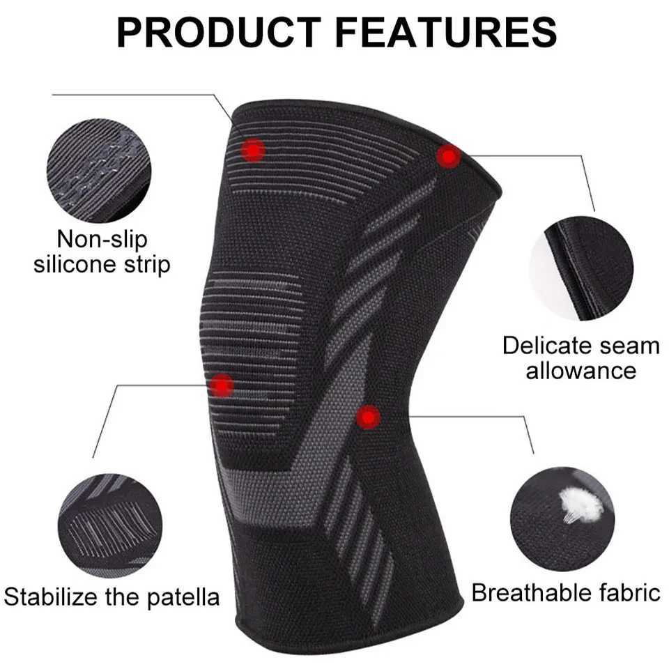 GOBYGO Sports Compression Knee Pads Breathable knit Leg Support Silicone Antislip Stabilizes Patella Cycling Running Basketball J250917