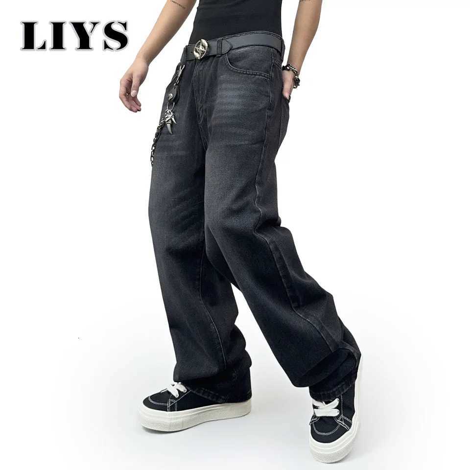 1Pcs Mens Daily Travel Casual American Street Loose Jeans Black Fashion Street Style Retro Wide Leg Pants Jeans Denim PantsZ250917