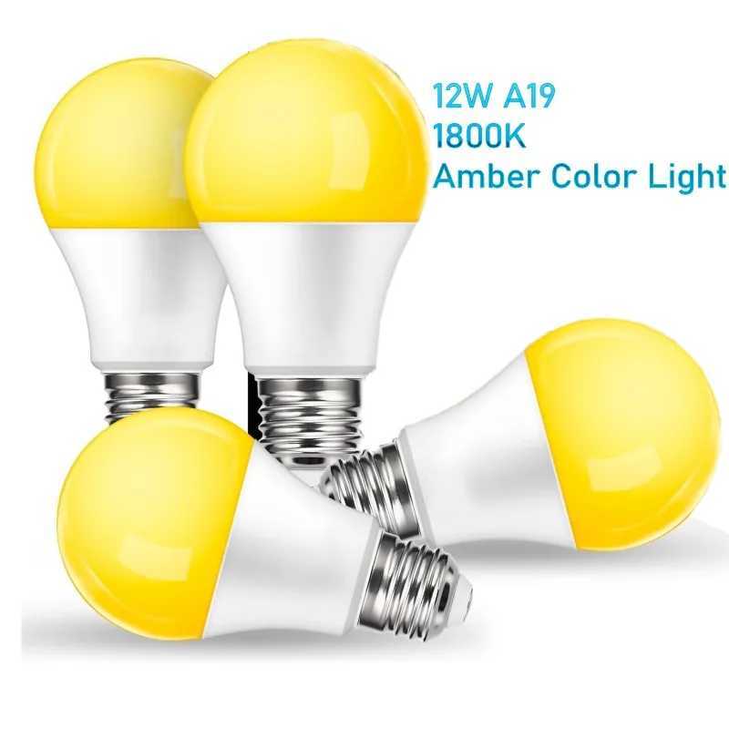 2pcs LED Sleep Amber Light Bulbs A19 12W 1800K Led Bulb Lamp Amber Soft Light Bulbs Warm Light for BedroomBaby Nursery C250917