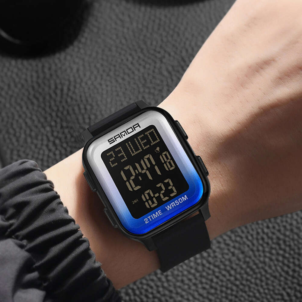 DHwatches Sanda Hot-Selling Fashionable Multifunctional Square Men's Student Outdoor Sports Waterproof Electronic Watch