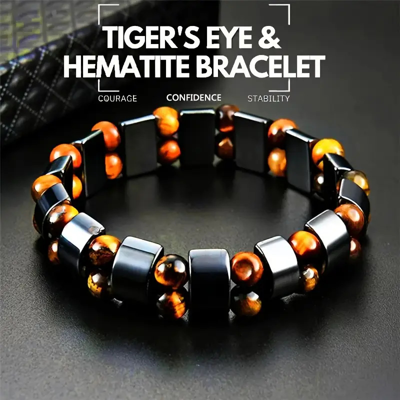 Tiger Eye & Metallic Gemstone Healing Bracelet Set For Money Attraction Delicate Daily Wear & Wealth - Focused Jewelry Gift For Him/Her High - Quality