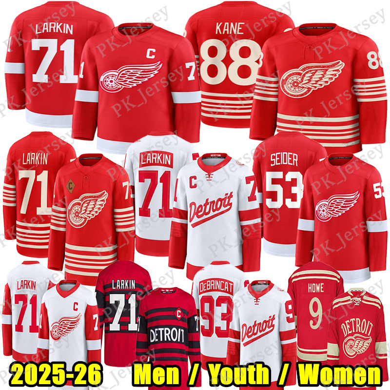 #71 Dylans Larkins detroites hockey jersey red wingsS jersey #88 Patrick Kane Moritz Seider Marco Kasper DeBrincat Gibson Axel Sandin-Pellikka Lucas Raymond jersey