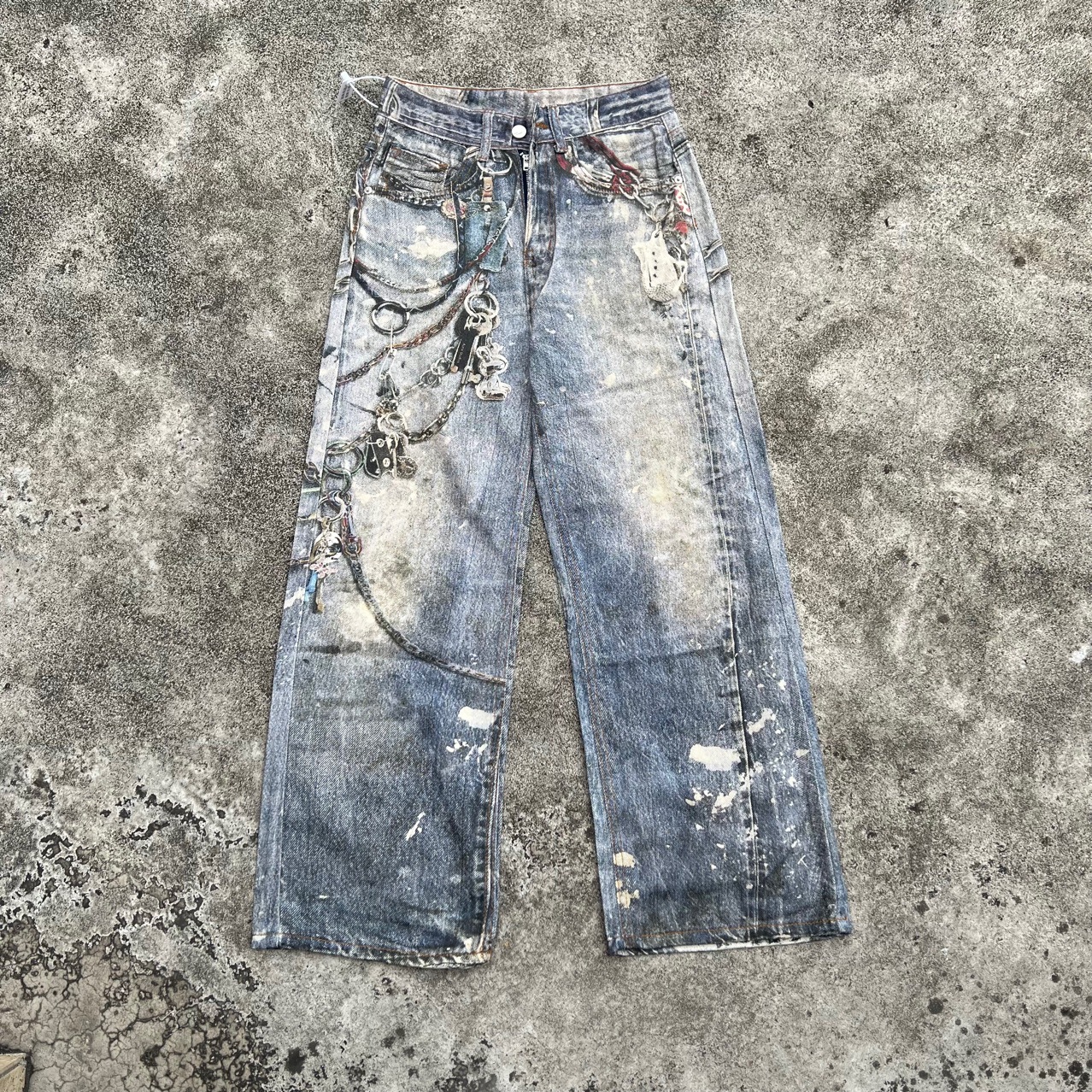 Men's Jeans Y2K Retro Knight Embroidered Loose Jean High Street Hip Hop Fashion Casual Trendy Couple Wide Leg Pants