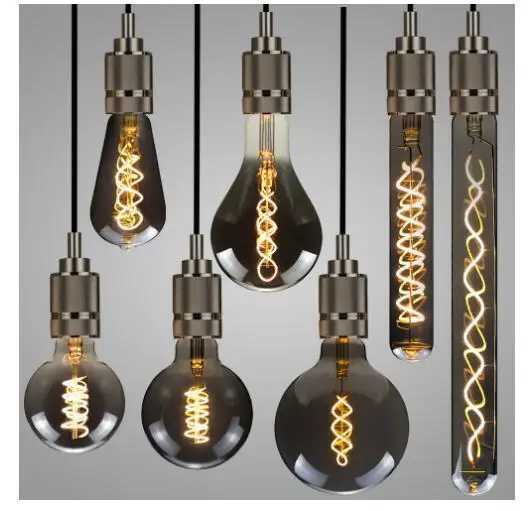 LED E27 ST64 G80 G95 G125 4W Dimmable220V Smoky Gray Warm GSpiral Filament Bulb Retro Vintage Decorative Lighting Edison Lamp C250917