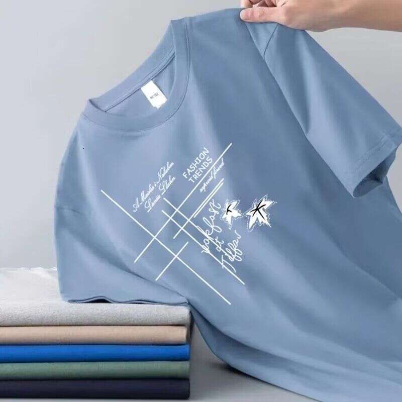 Ice Silk Short Sleeve T-Shirt round Neck Workwear Breathable Men's Standard Fit Clothing Comfortable Elastic Summer Top