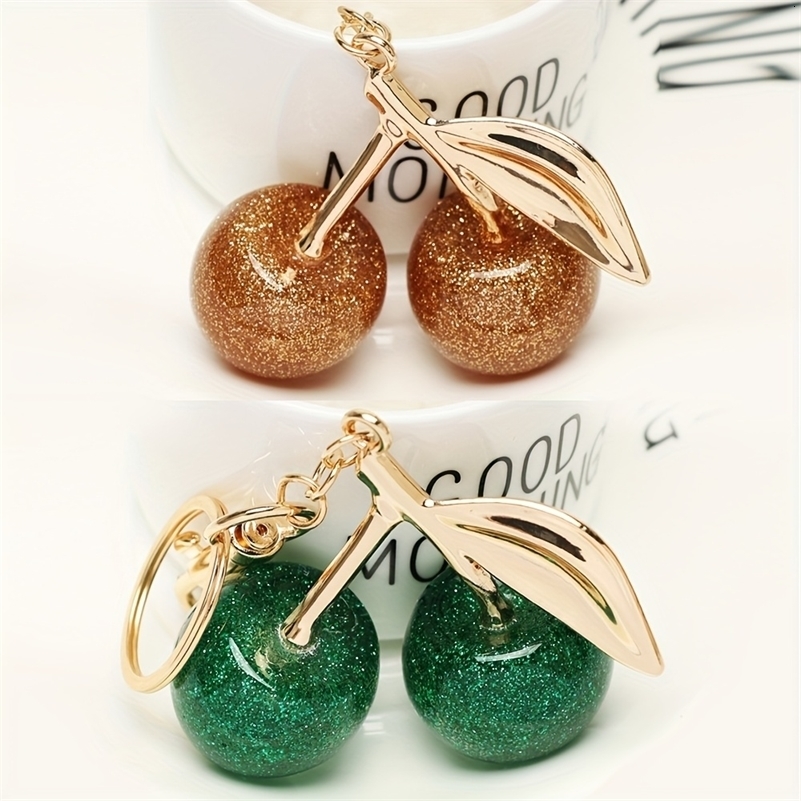 Cherry Fruit Bag Pendant Keychain Creative Womens Cherry Car Key Pendant Green Brown 250916