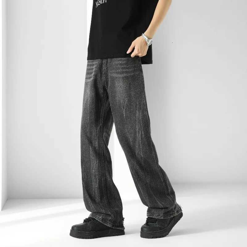 New Men Wide Leg Harajuku Fashion Jeans Male Autumn Daily Designer Casual Pants Popular Baggy Streetwear Denim Flared TrousersZ250917