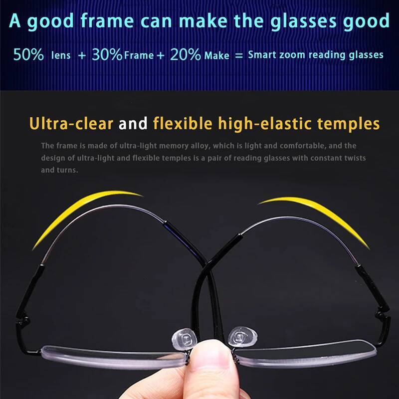 Progressive Multifocus Reading Glasses Blue Light Blocking Titanium Anti-fatigue Full frame Multifocal Readers Eyeglasses 1.0to4 ddmythur