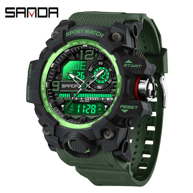 DHgargets Sanda New Fashion Trendy Men's Student Youth Electronic Watch Waterproof Multifunctional Wristwatch