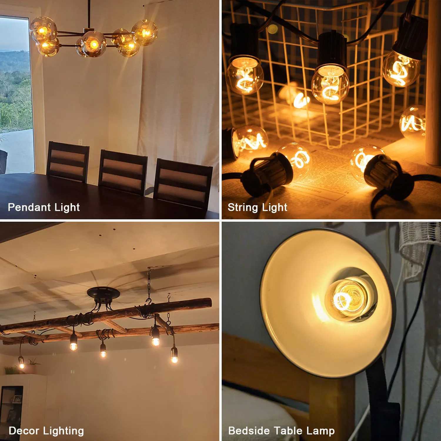 G40 15W Spiral Led Filament Night Light Bulbs E27 Base 110V 220V Retro Amber Glass Dimmable Edison Bulbs For Bedside Table Lamp C250917