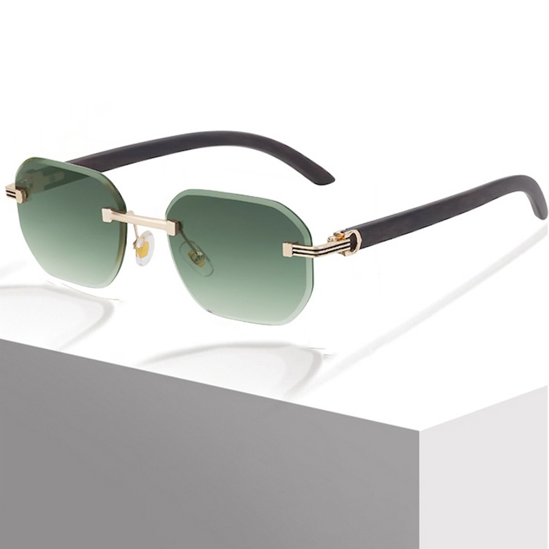 Square Rimless Sunglasses Vintage Men 2025 Luxury Brand Trendy Frameless Punk UV400 Eyewear Anti Blue Light Prescription Glasses CB