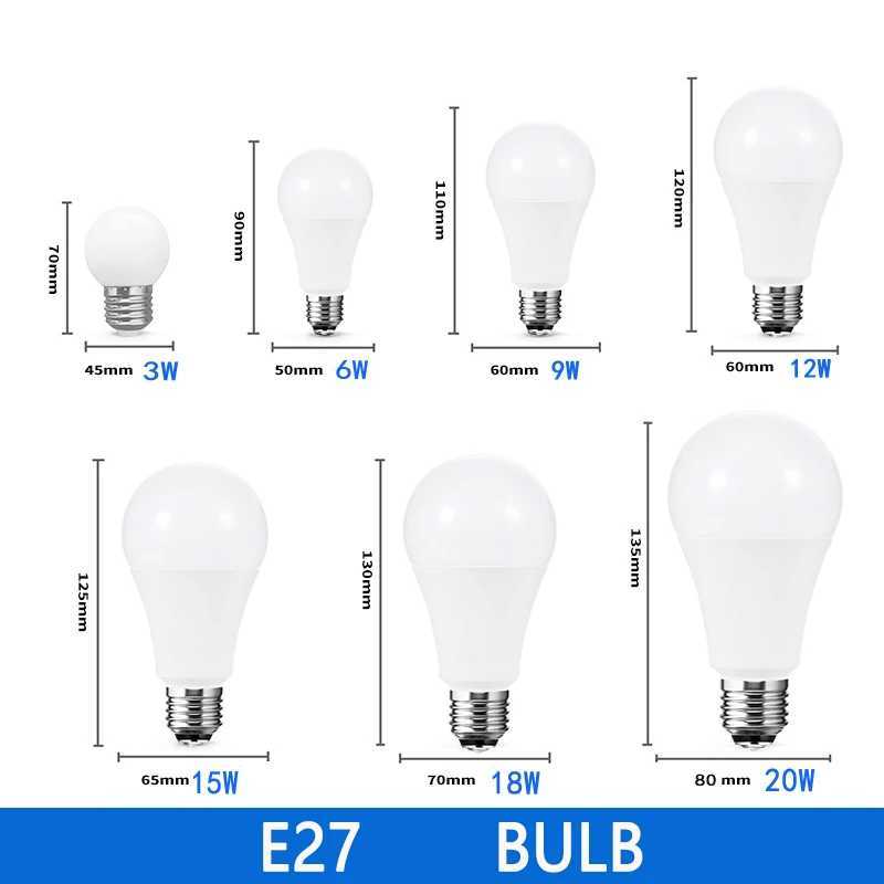 10pcslot E27 E14 LED Bulb Lamps 3W 6W 9W 12W 15W 18W 20W Lampada LED Light Bulb AC 220V240V Bombilla Spotlight ColdWarm White C250917