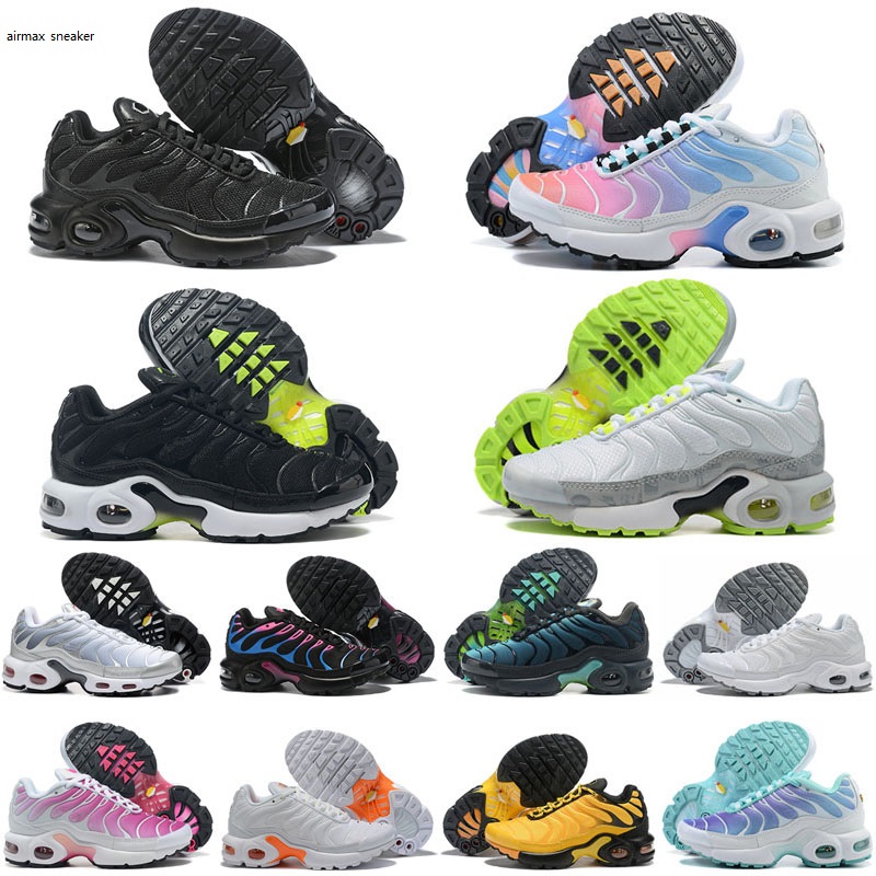 TN Kids Running Shoes tn enfant Breathable Soft Sports Chaussures Boys Girls Tns Plus Sneakers Youth requin Trainers 25-35