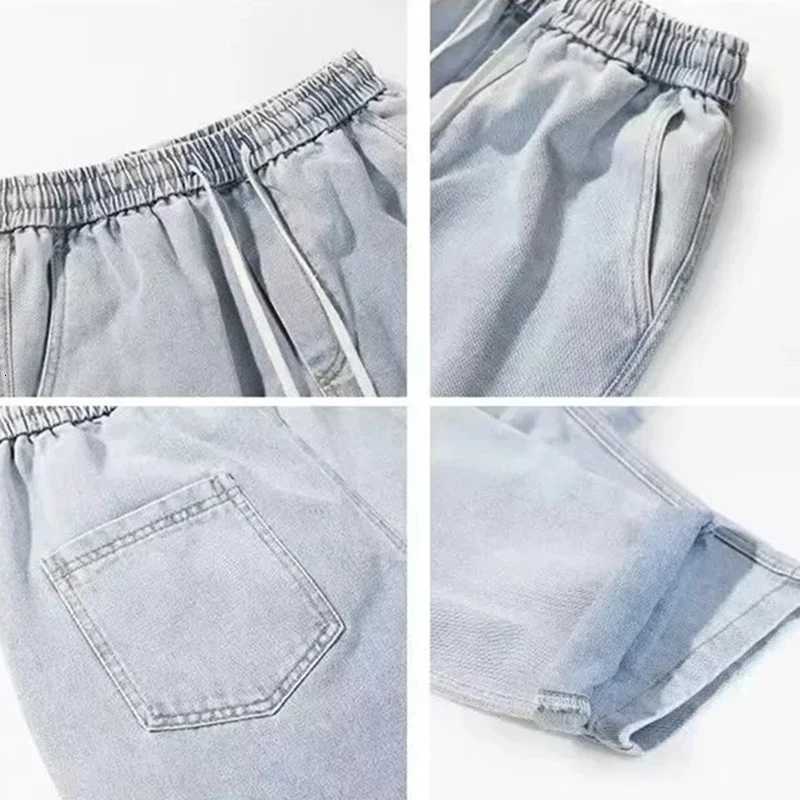 Men Fashion Baggy Casual Jeans Men High Street Straight Leg Pants Slim Fit Youthful Vitality Vintage Dark Blue Gray TrousersZ250917