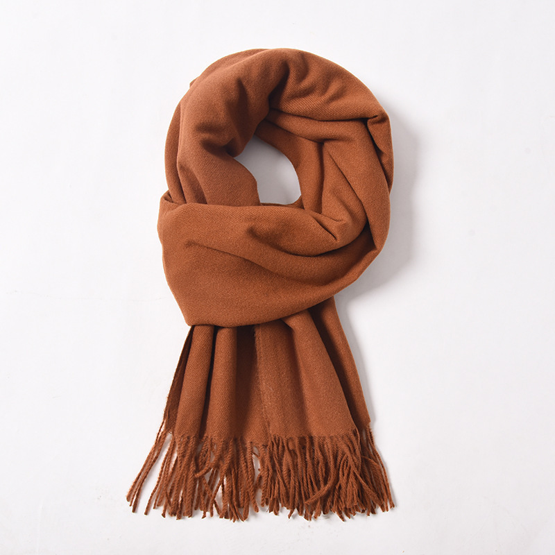 K1938 Japanese Mori girl style cotton and linen scarf women's autumn and winter solid color literary long thin versatile scarf