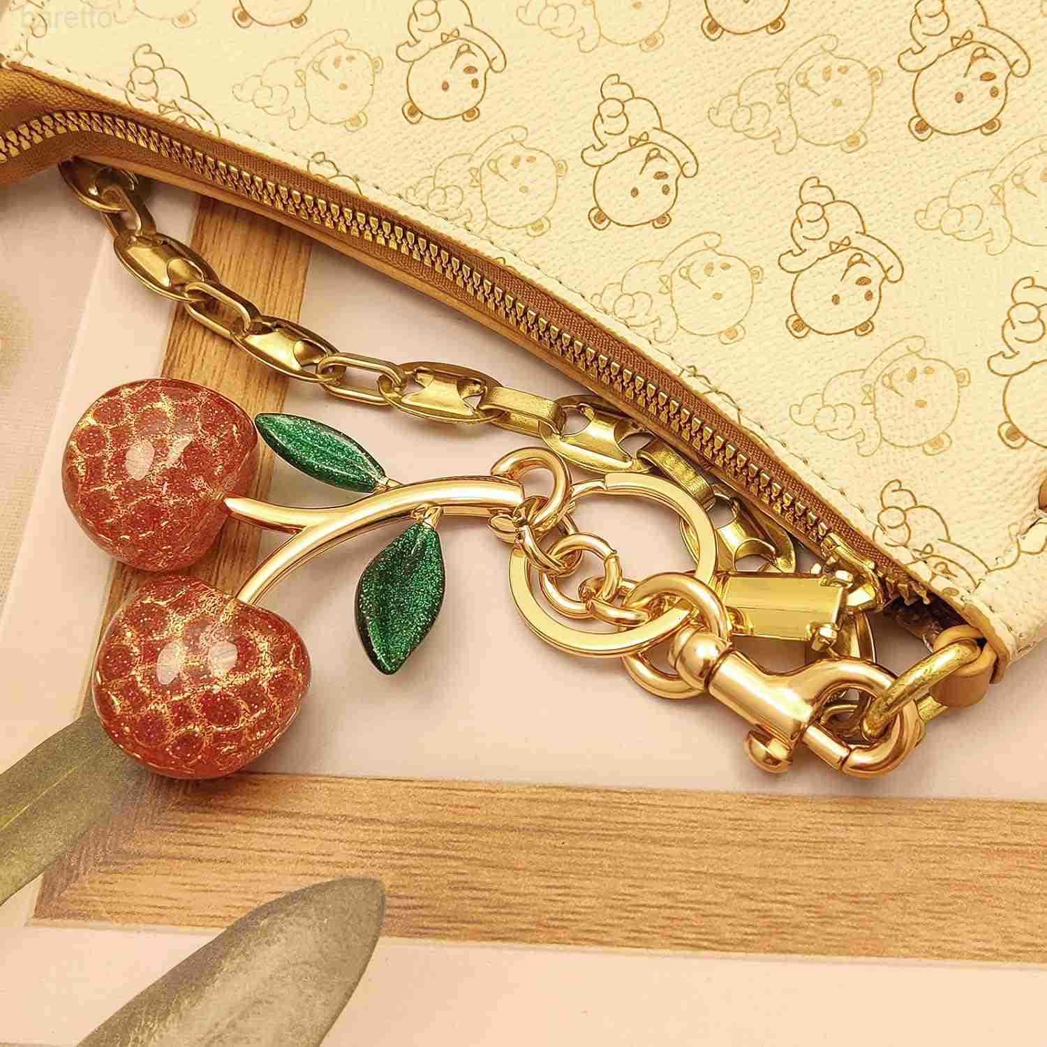 Cherry Bag CharmsCute Purse KeychainKey Chains Women CuteCar keyrings leather handbagsValentines Day Gifts Z2509017