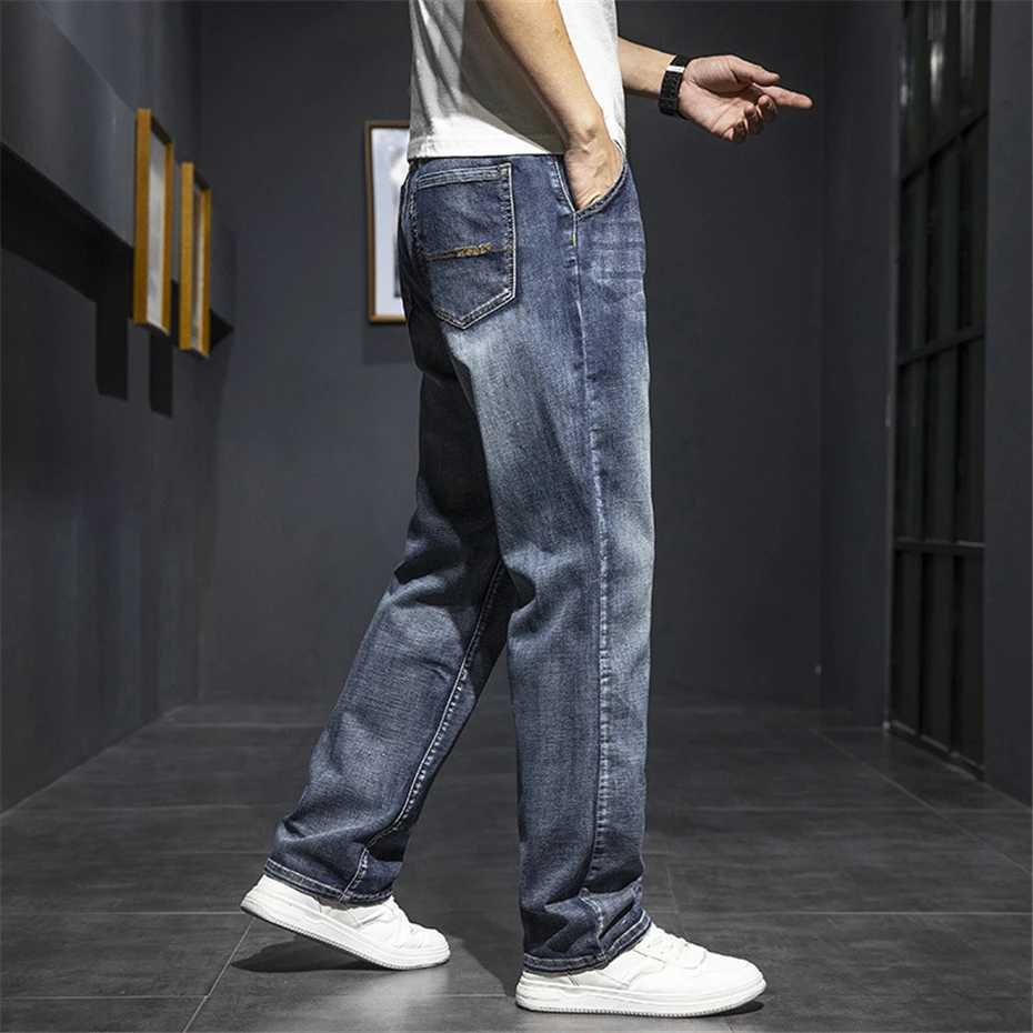 44 Plus Size Jeans Men Denim Pants Casual Fashion Solid Color Jeans Male Big Size Straight TrousersZ250917