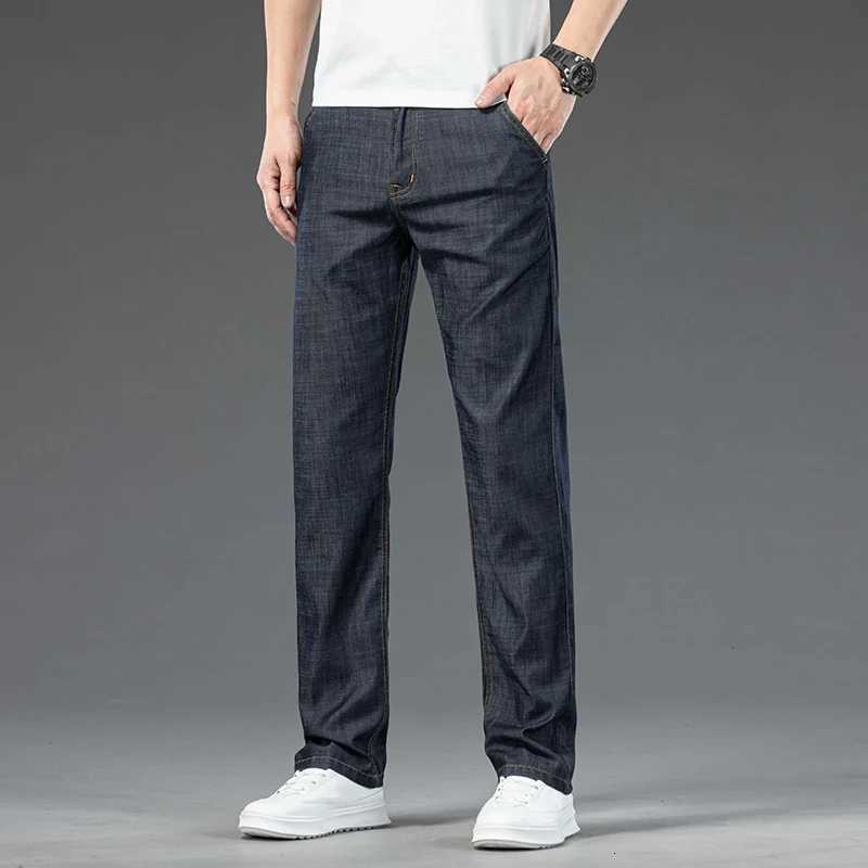 Ultra Thin Stretch Lyocell Jeans Mens Spring Summer Business Classic Loose Straight Casual Denim Trousers Male Clothing PantsZ250917