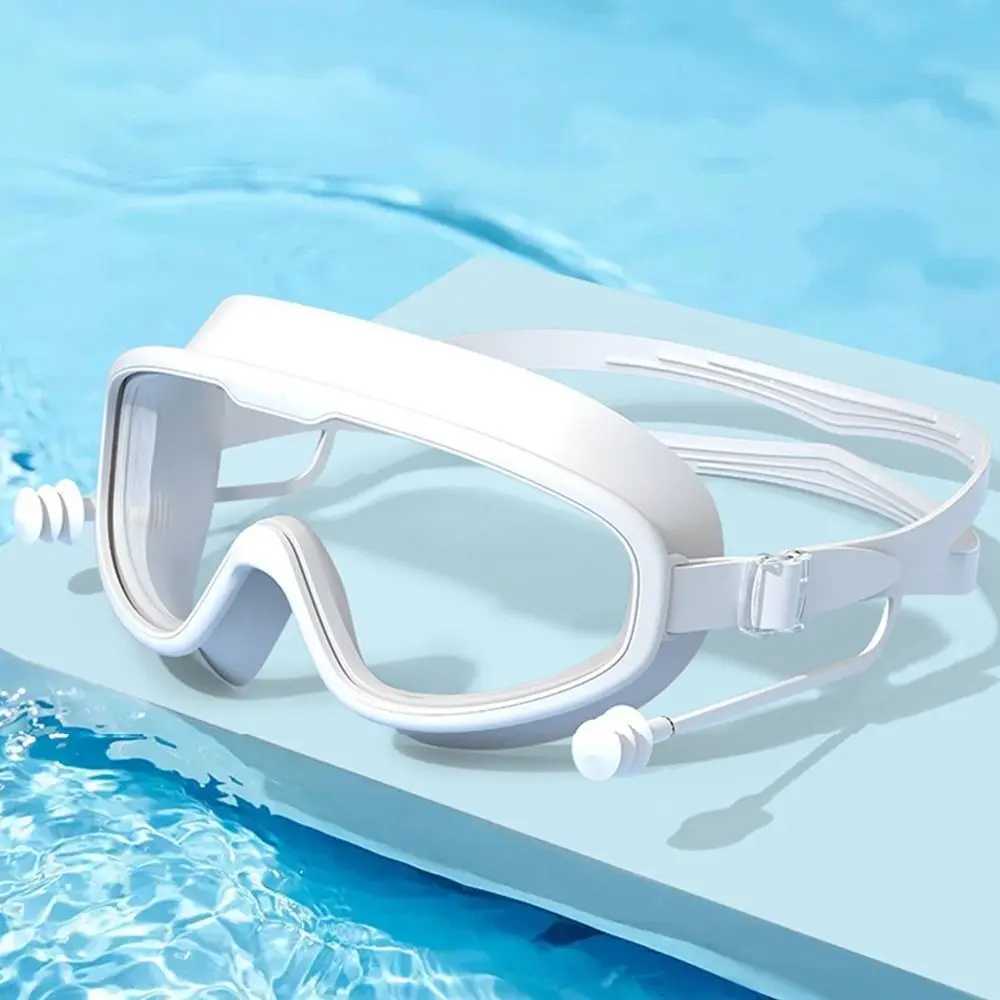 with Earplugs Kids Swimming Goggles Big Frame Wide View Eyeglasses Waterproof Antifog Unisex Swim Eyewear J250917