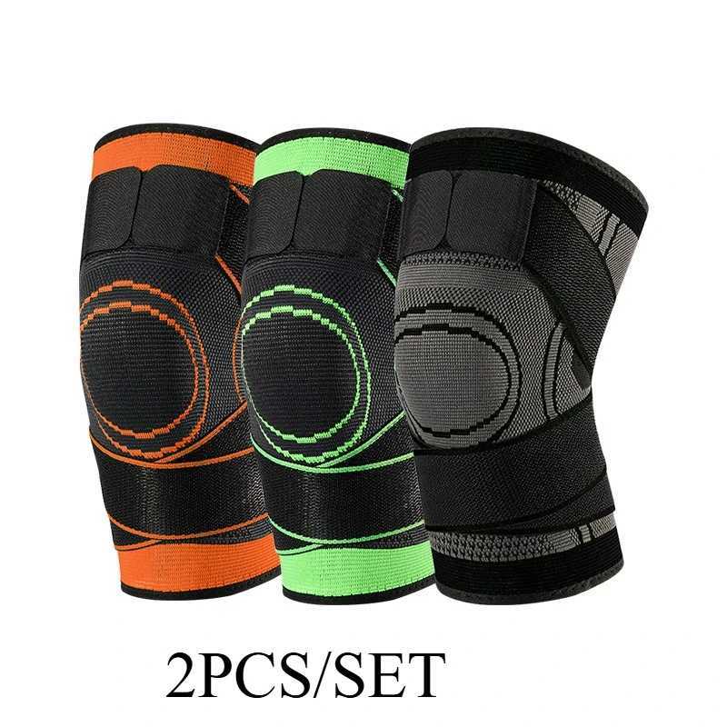 2PCS Knee Compressions Sleeve with Adjustable Straps for Running Working Out and Sports Wearing All Day J250917