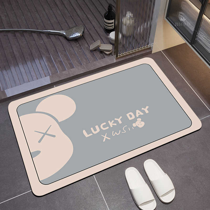 Trendy Violent Bear Diatomaceous Earth Mat HighEnd Bathroom WaterAbsorbent DirtResistant Easy to Clean NonSlip Mat Cartoon Pattern C250917