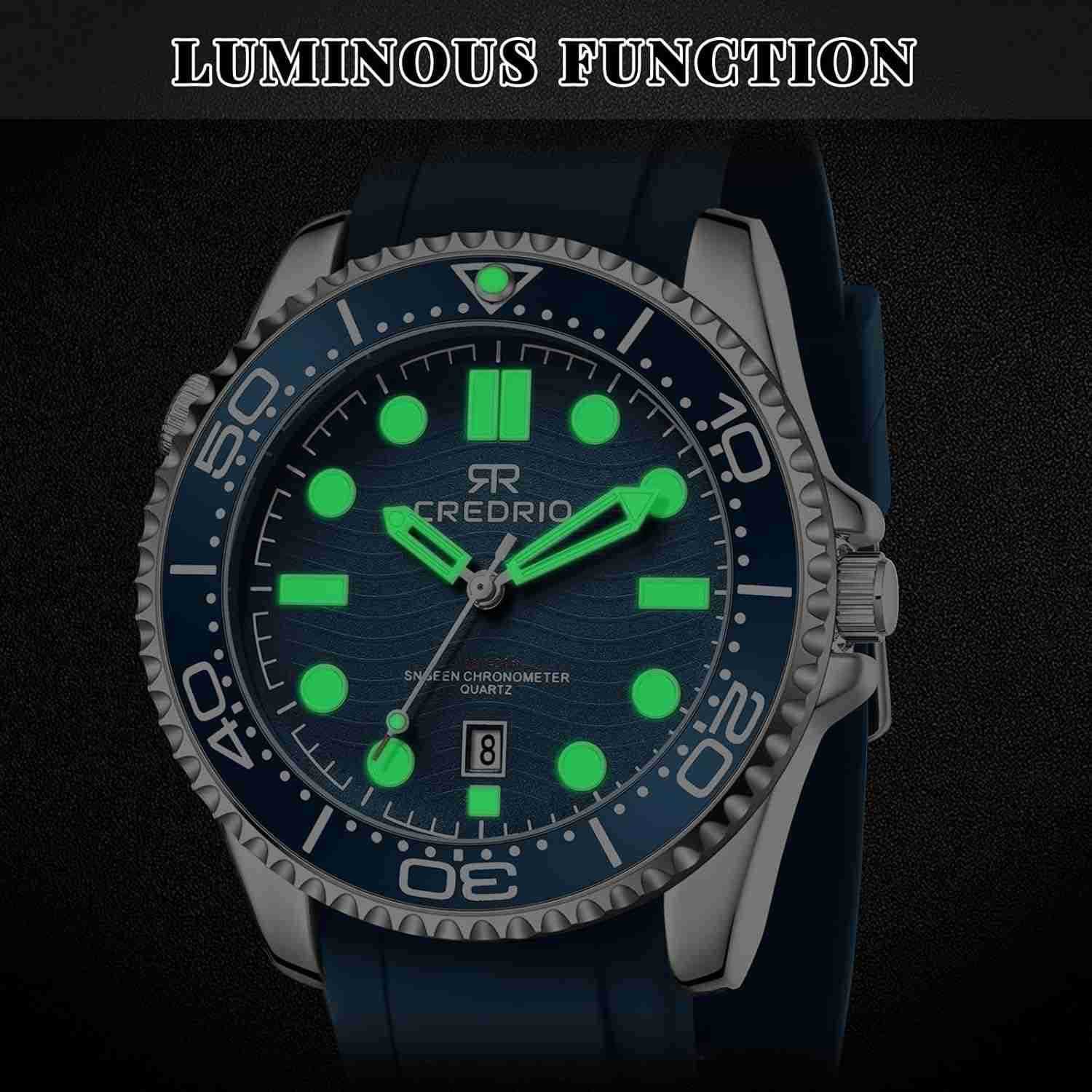 Mens Watches Waterproof Rubber Band Watch for Men Luminous Hands and Markers Date Display Wrist WatchW250917